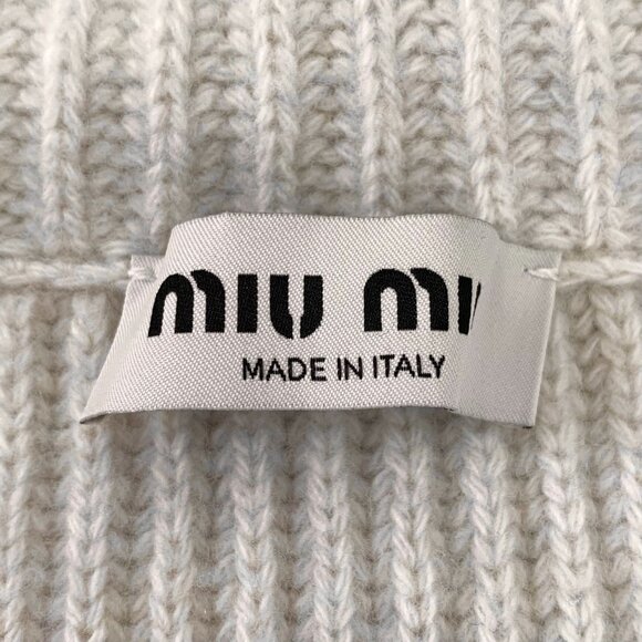 Miu Miu Womens Apricot Wool & Cashmere Blend Zipper Knit Coat With Logo Embroide - Picture 8 of 8